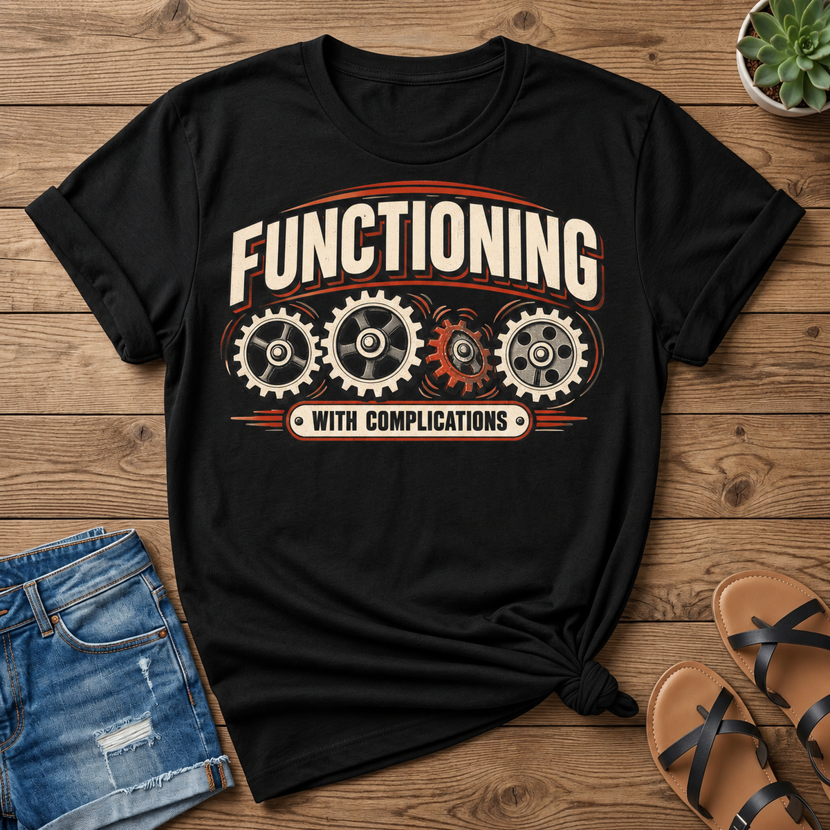 Functioning...With Complications Black T-Shirt